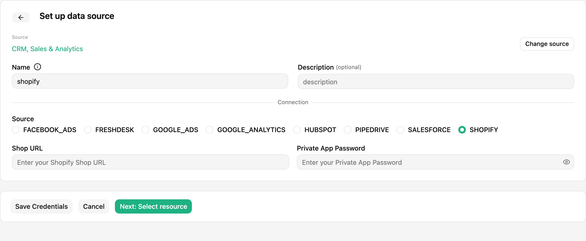 Shopify Data Source