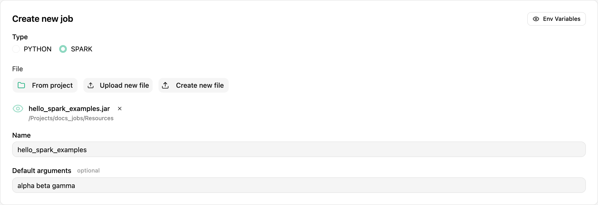 Configure Spark script arguments