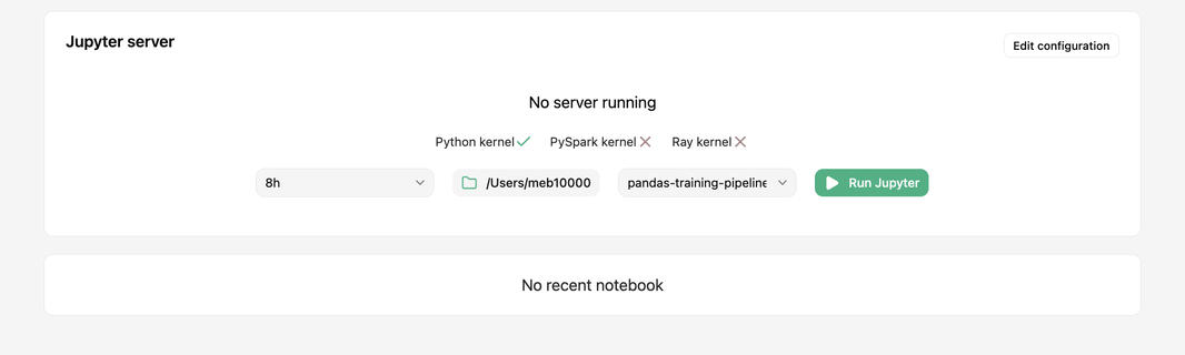 Starting the Jupyter server for a Python notebook
