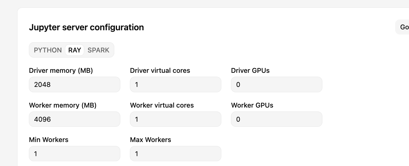 Resource configuration for
the Ray kernels