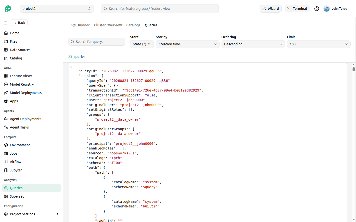 Query details json