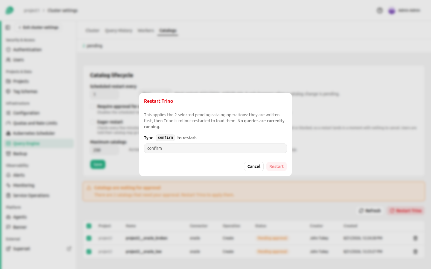 Restart confirmation