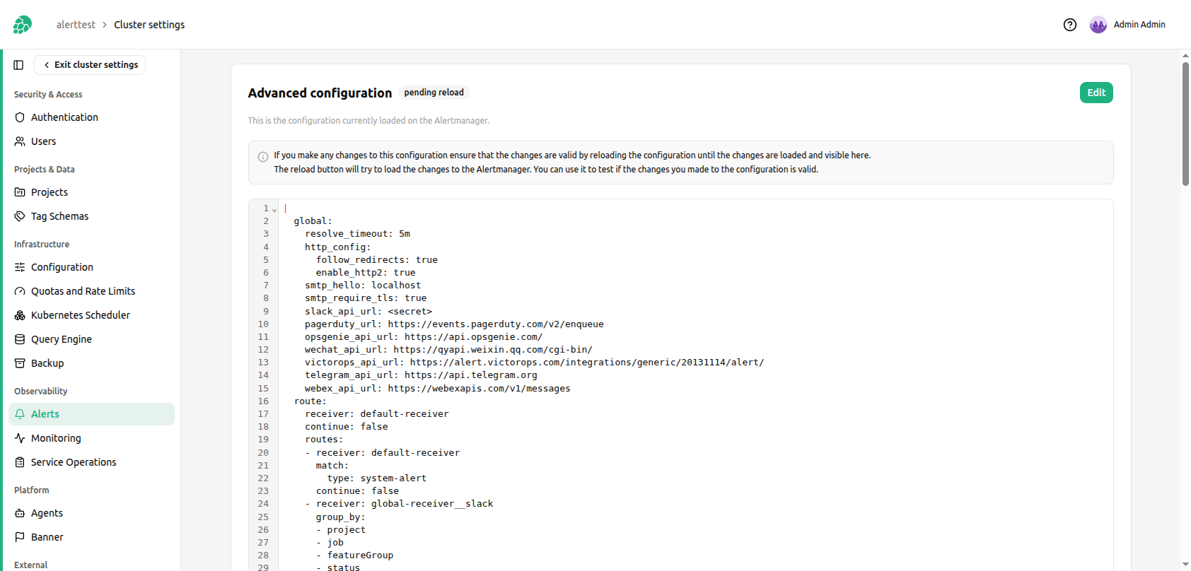Advanced configuration load status