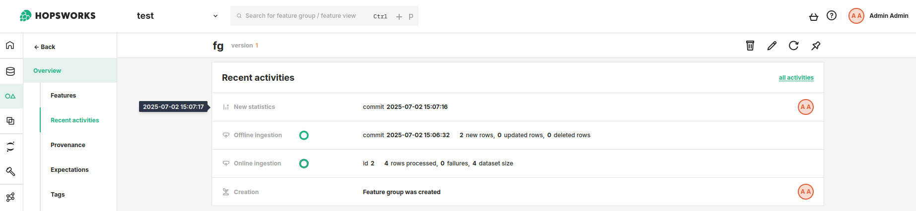 See online ingestion status