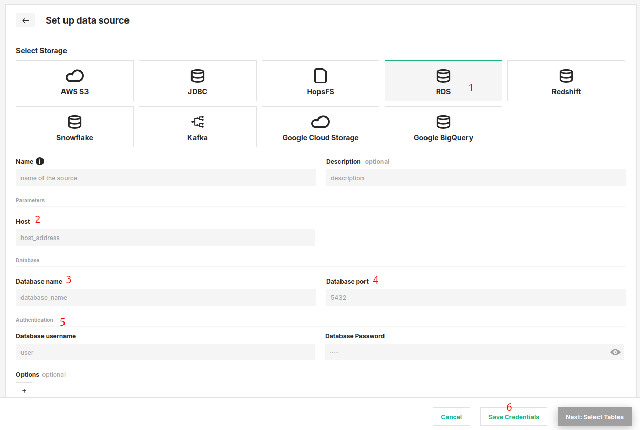 RDS Connector Creation