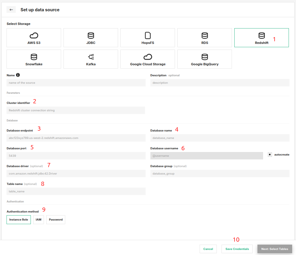 Redshift Connector Creation