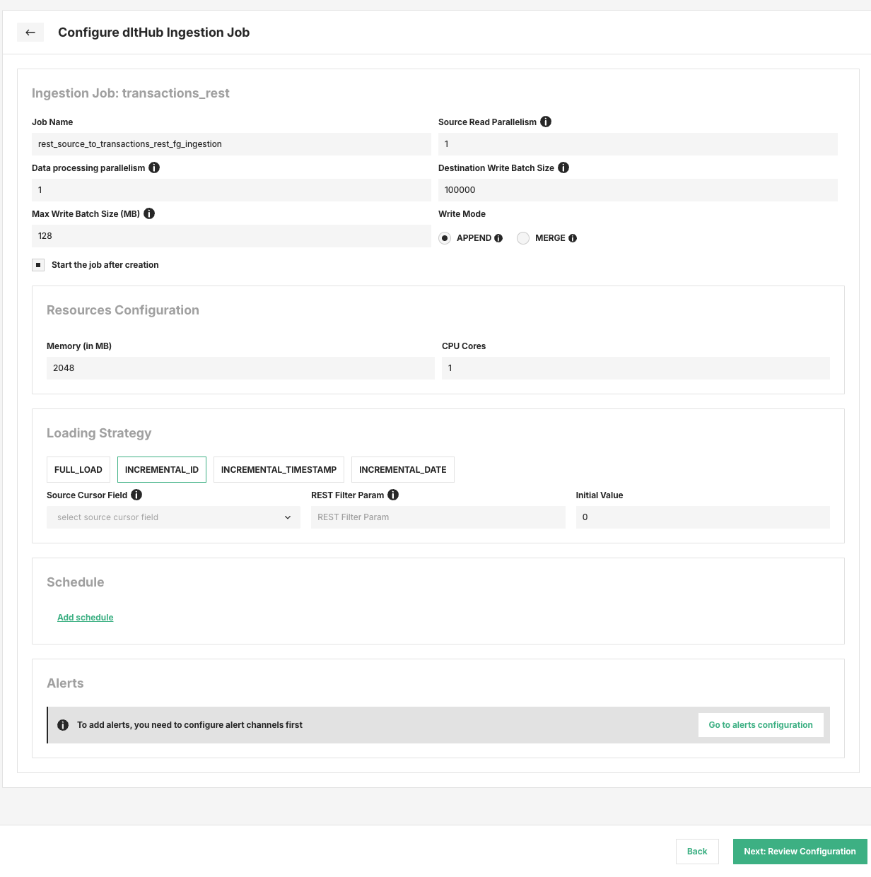 dltHub REST Incremental Job