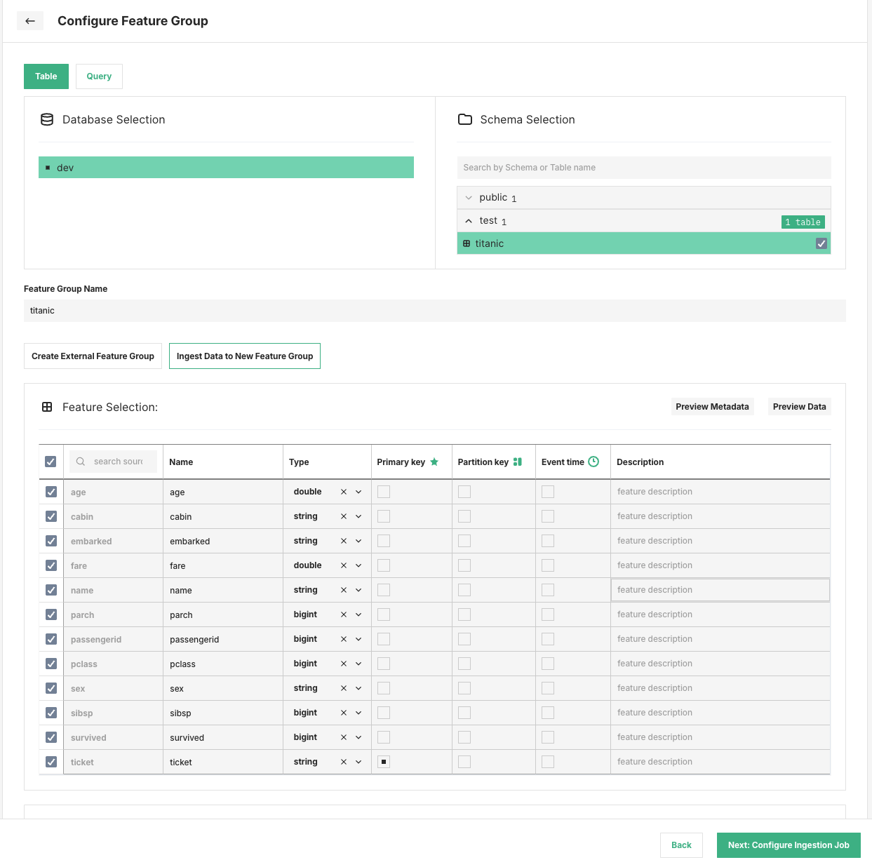 dltHub SQL Feature Group Selection