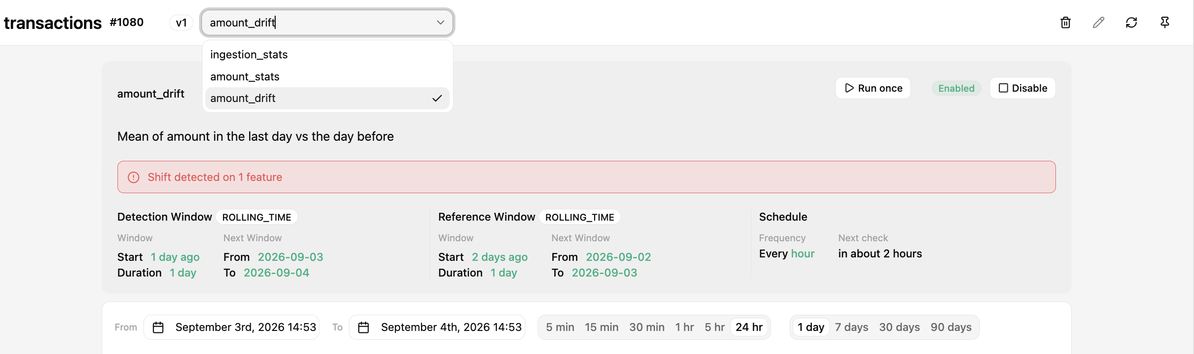 Select feature monitoring config