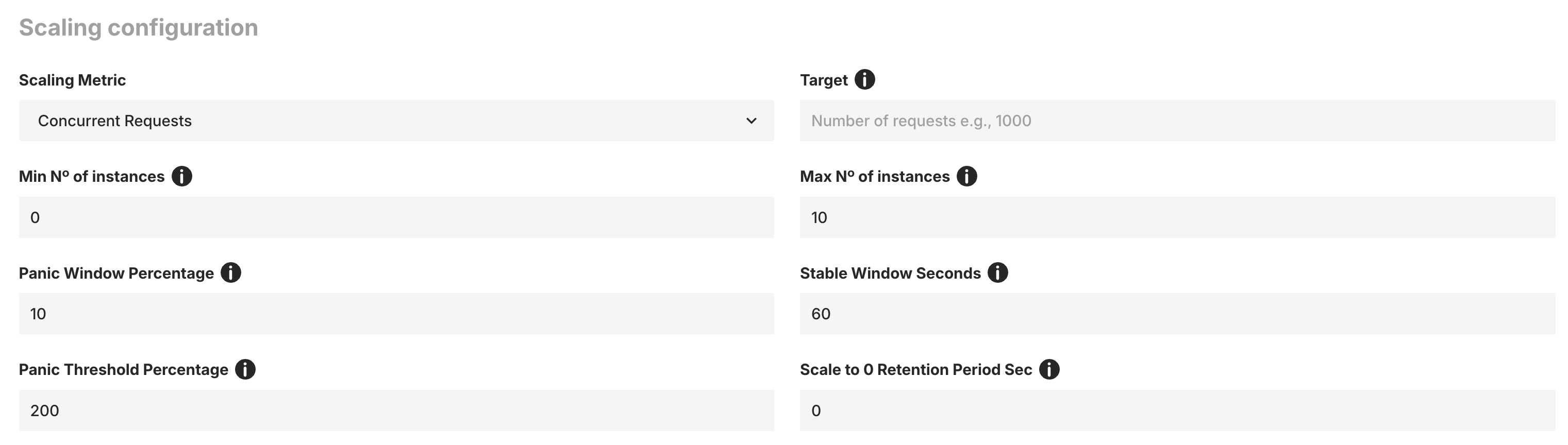 Autoscaling configuration for the predictor and transformer components