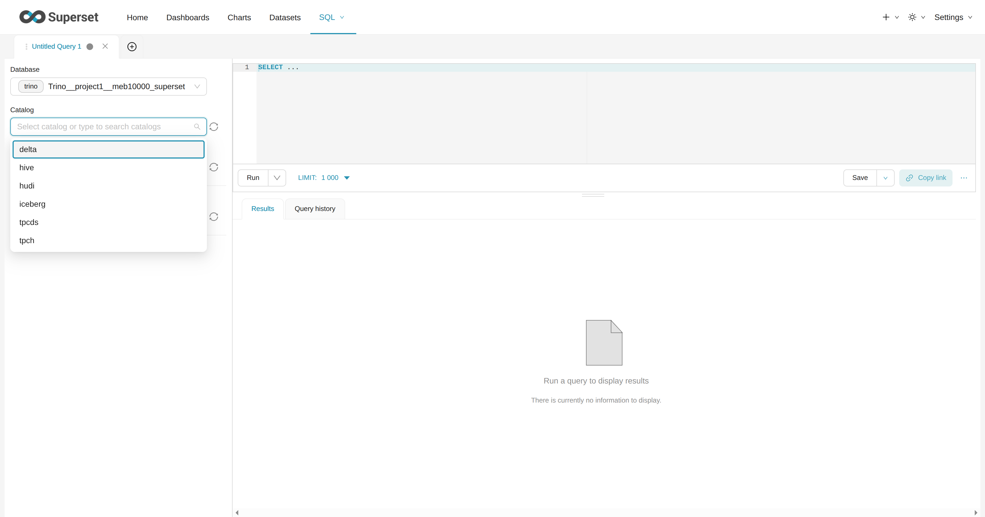 Trino catalog selector in SQL Lab