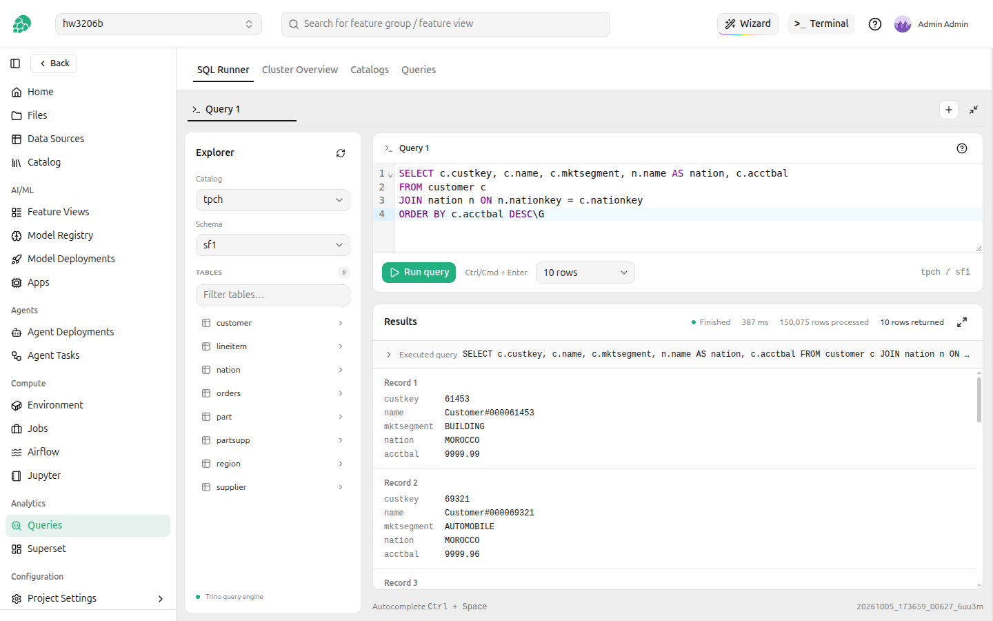 Query results shown as records after ending the statement with \G