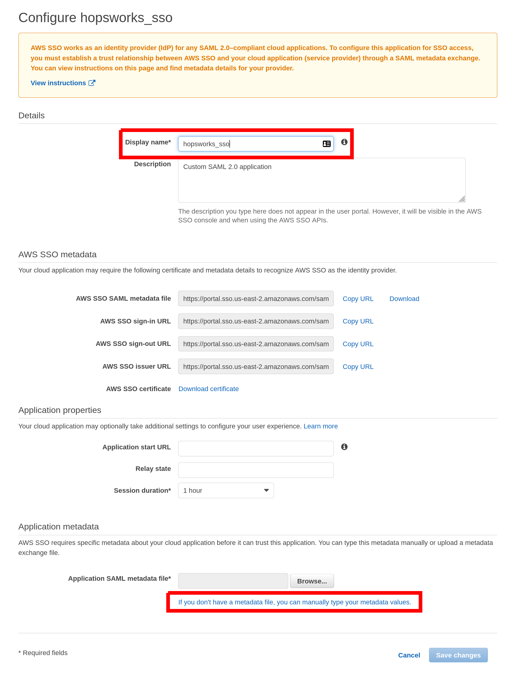 Application configuration