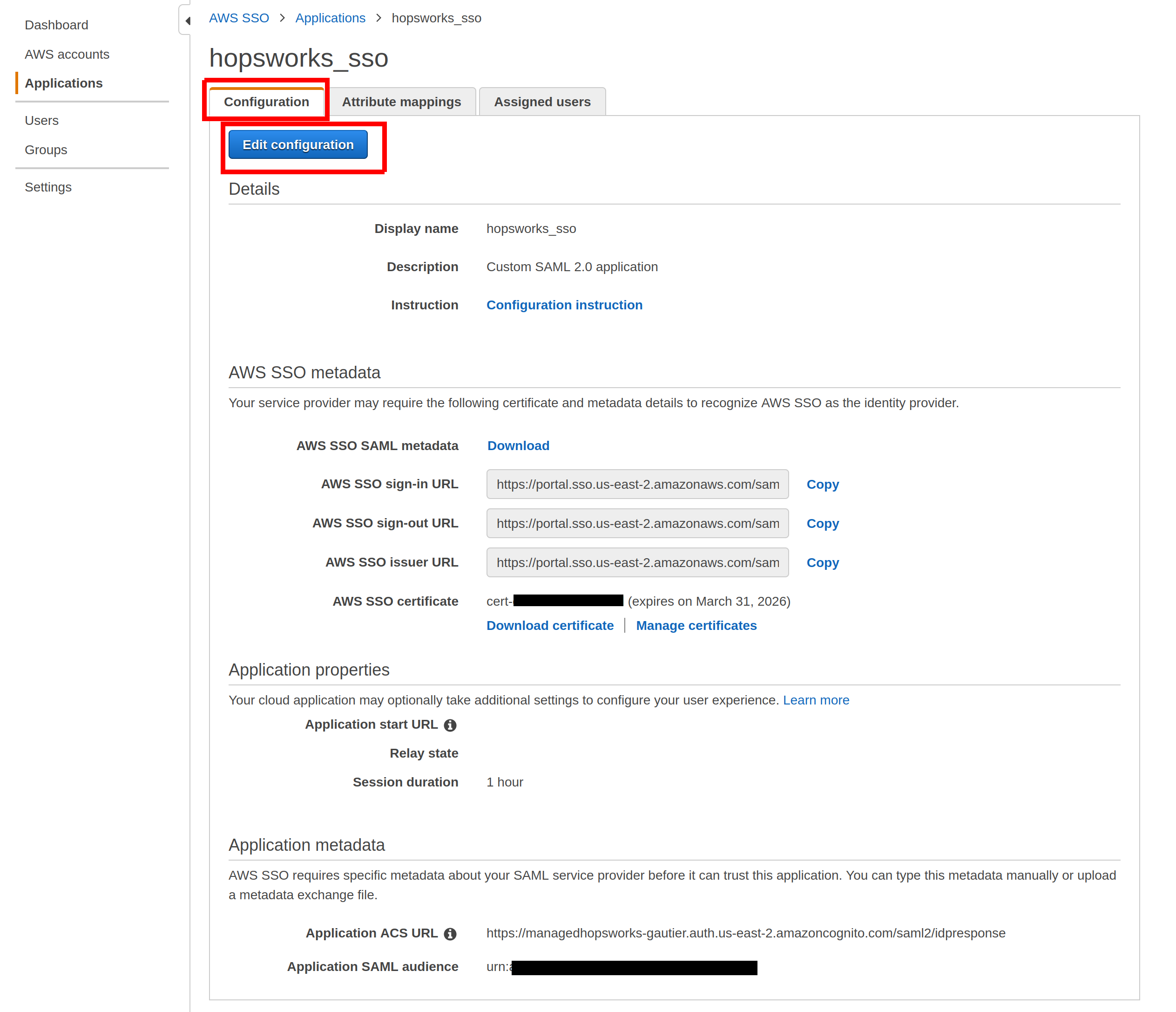 Edit configuration