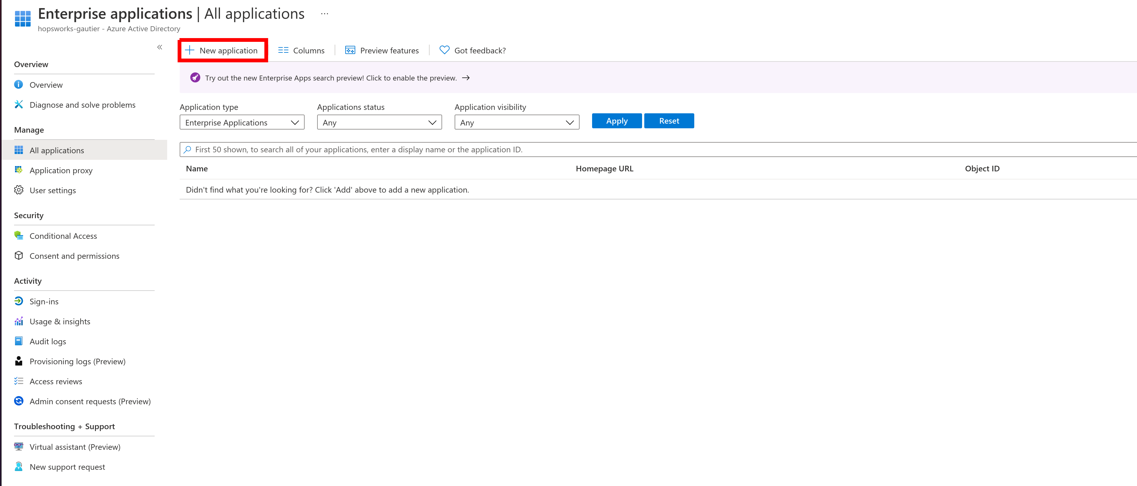 New application