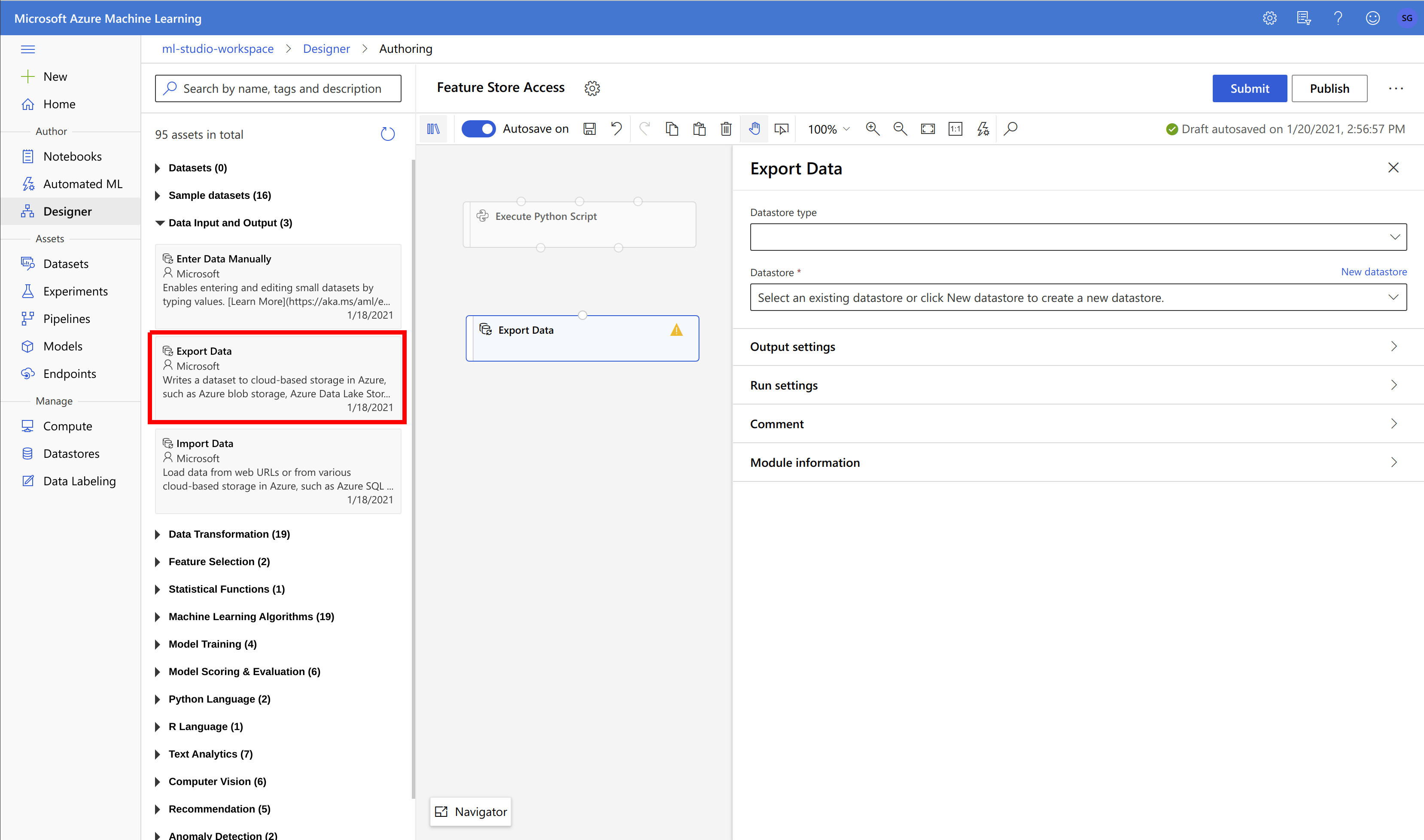 Add an Export Data step