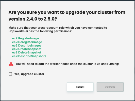 AWS Upgrade Prompt