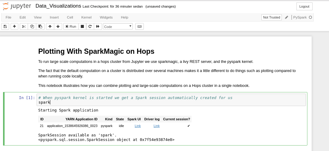 SparkSession creation with pyspark kernel