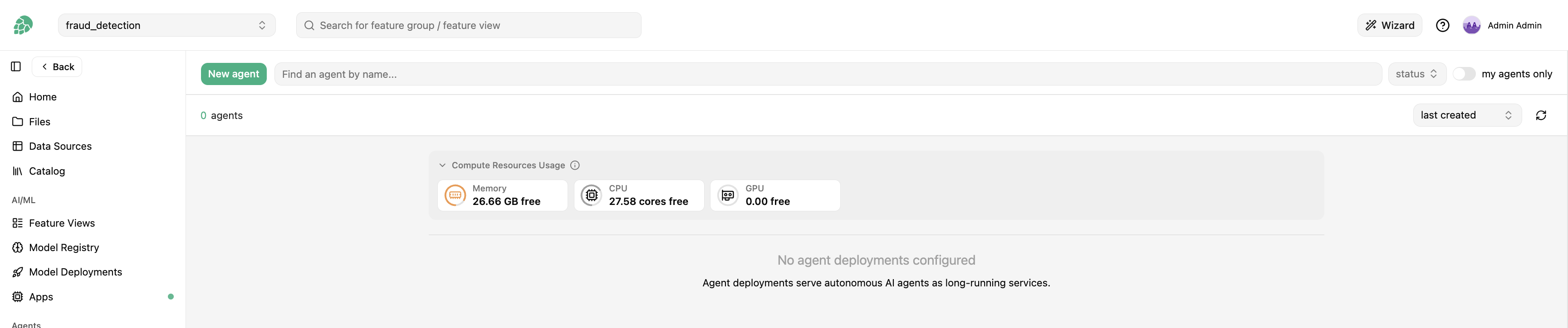 Agent Deployments navigation tab