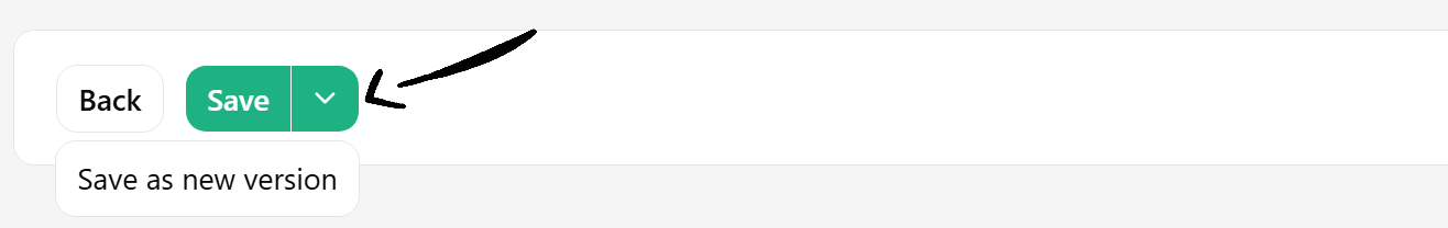 Save as new version option in the Save menu