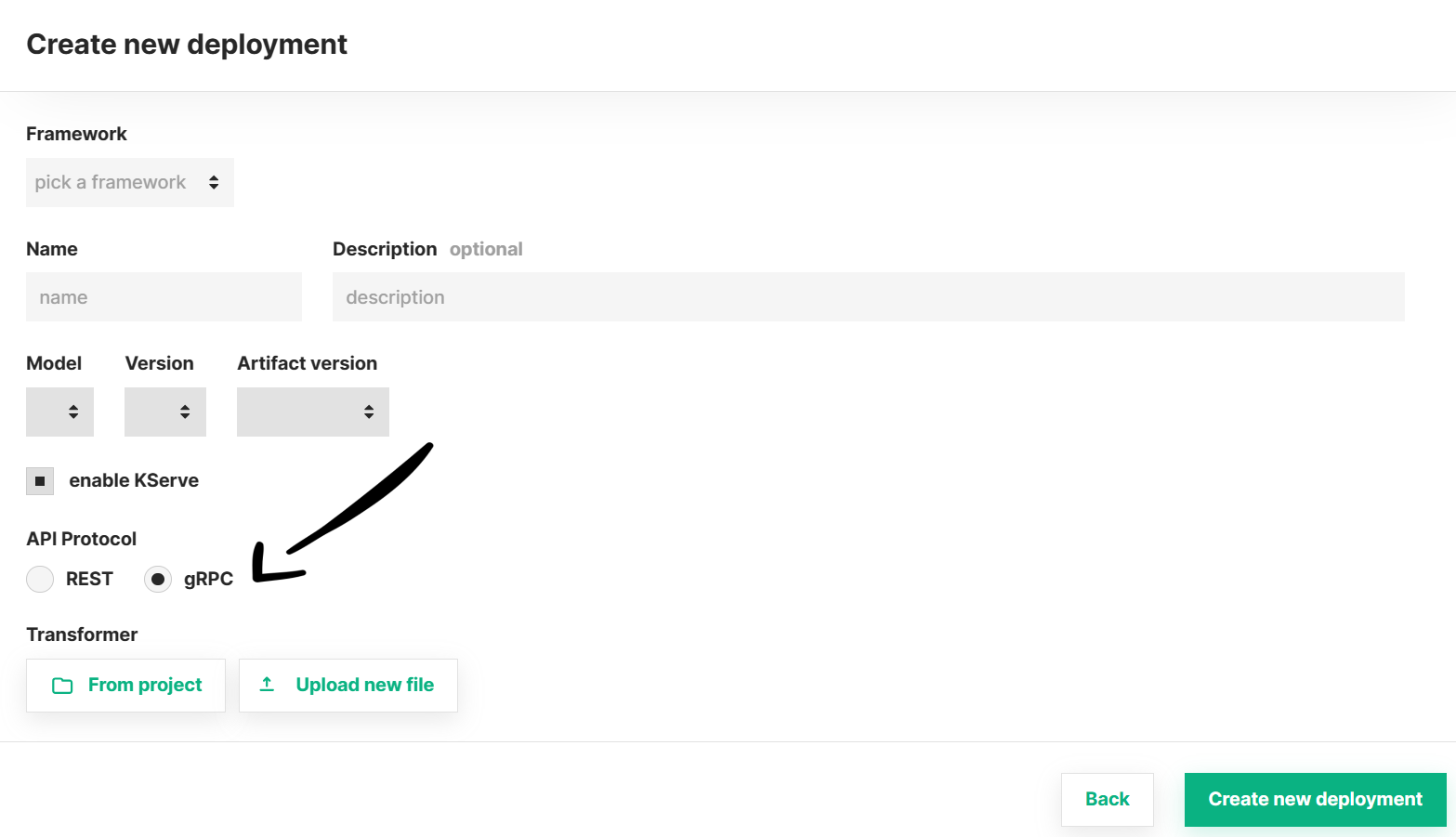 Select gRPC API protocol