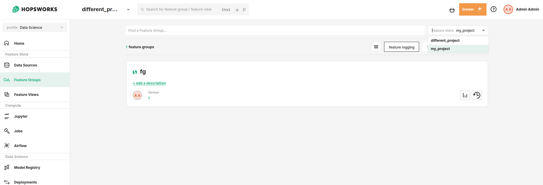 View shared feature groups